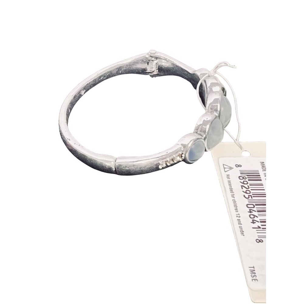 Kenneth Cole Silver Tone And Blue Moonglow Hinged Clamper Bangle Brace (6230) - Picture 3 of 5